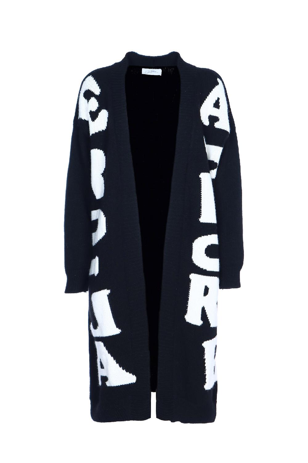 Soallure CARDIGAN LETTERING LUNGO MISTO LANA