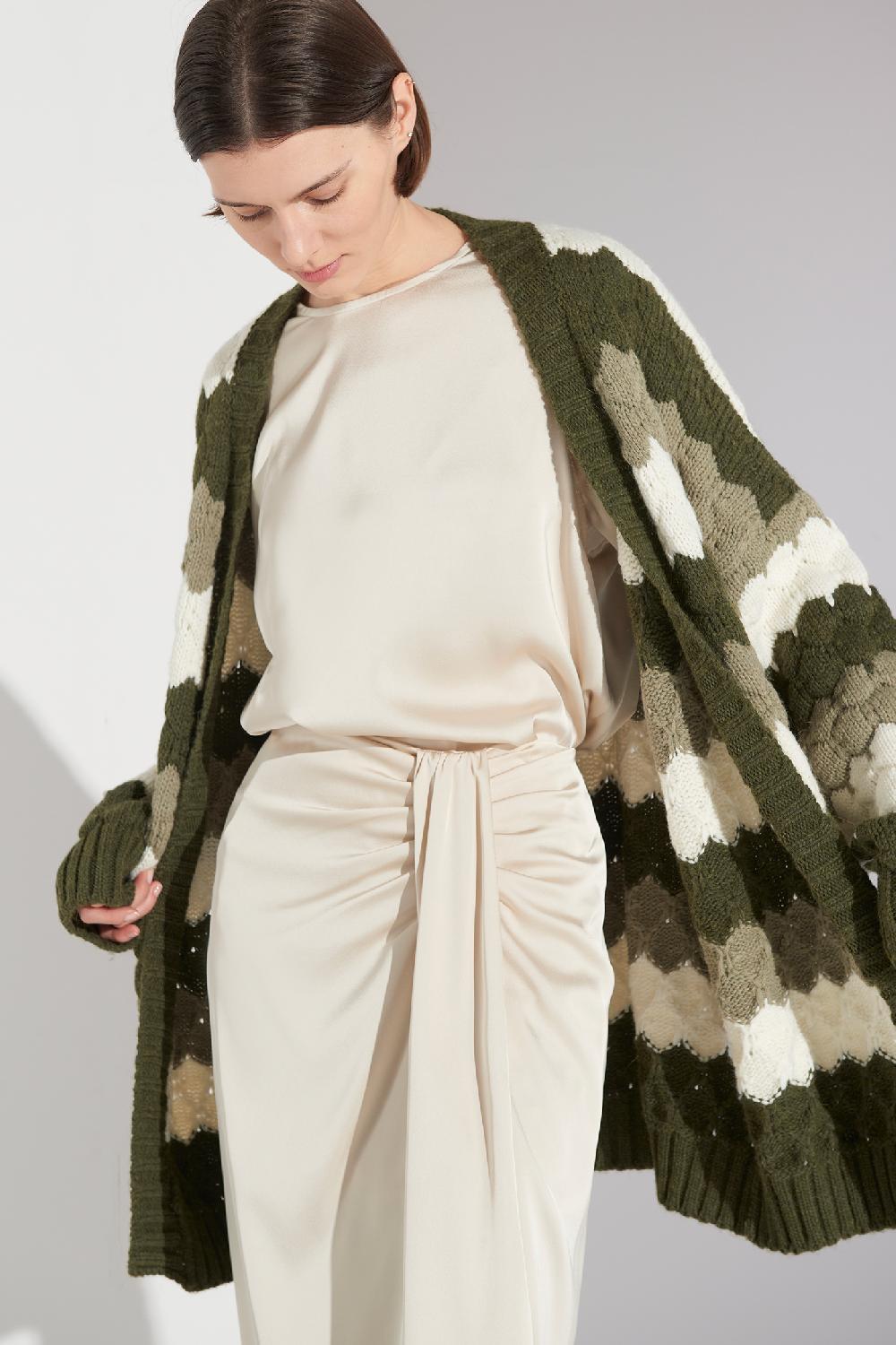 Soallure CARDIGAN TRICOLOUR MISTO LANA