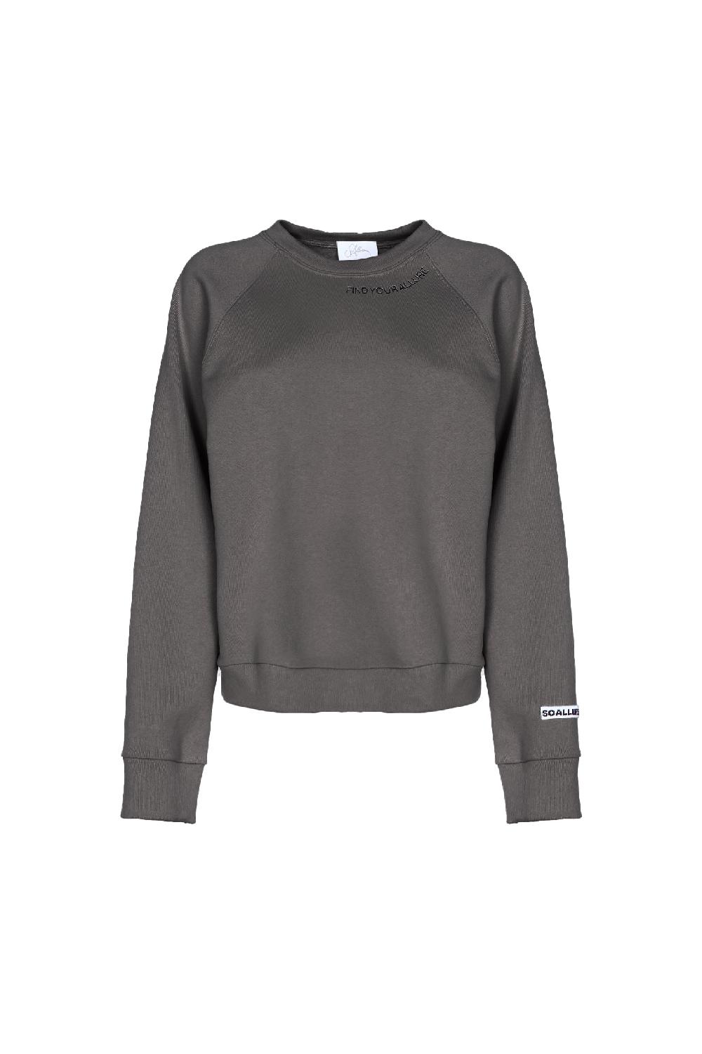 Soallure FELPA A GIRO COLLO CON RICAMO