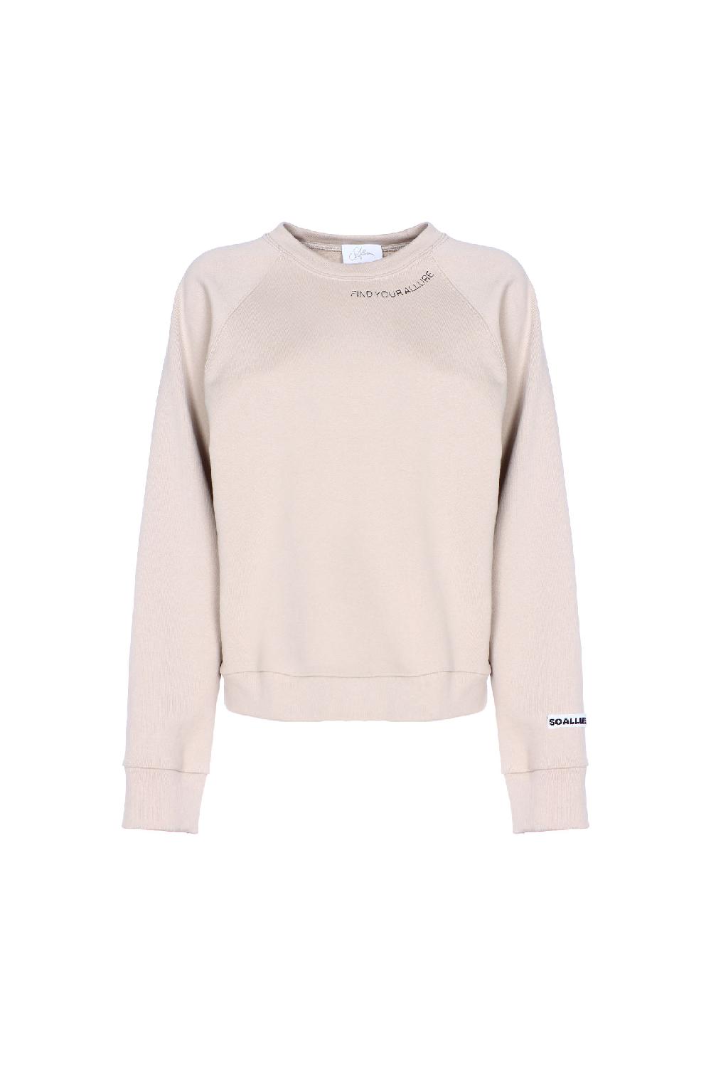 Soallure FELPA A GIRO COLLO CON RICAMO