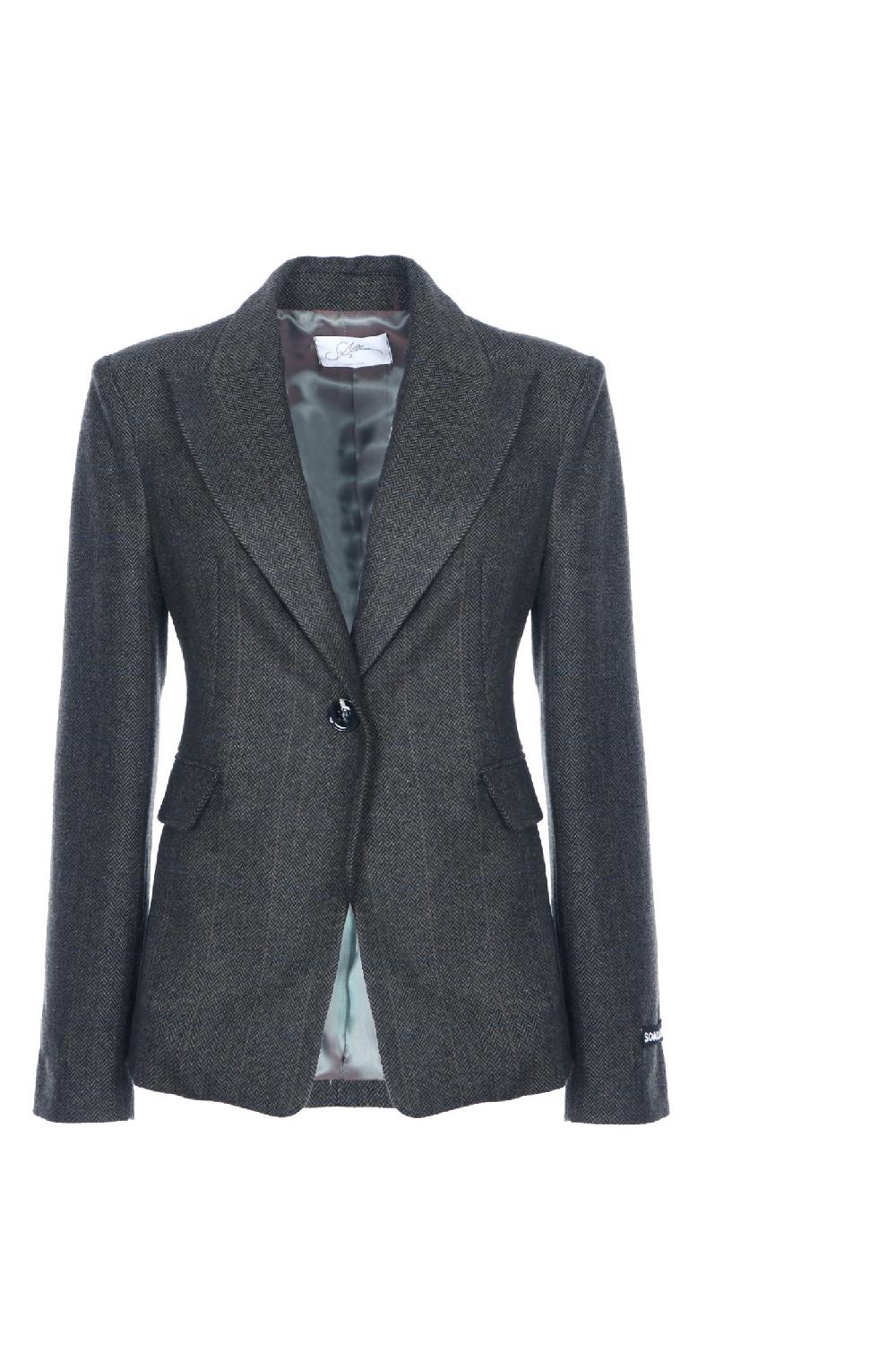 Soallure GIACCA SLIM IN PANNO SPINA DI PESCE