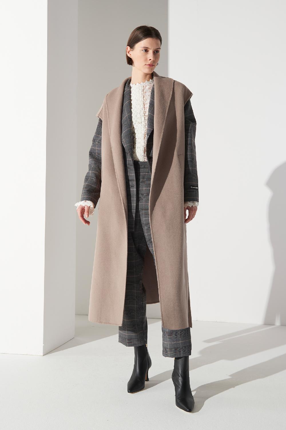 Soallure GILET IN LANA CON CINTURA