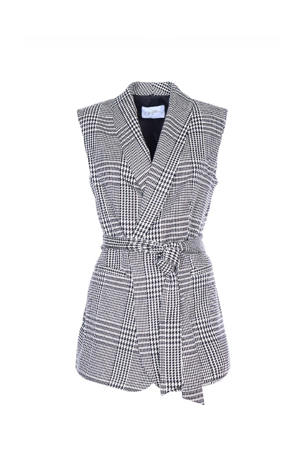 Soallure GILET PRINCIPE DI GALLES CON CINTURA