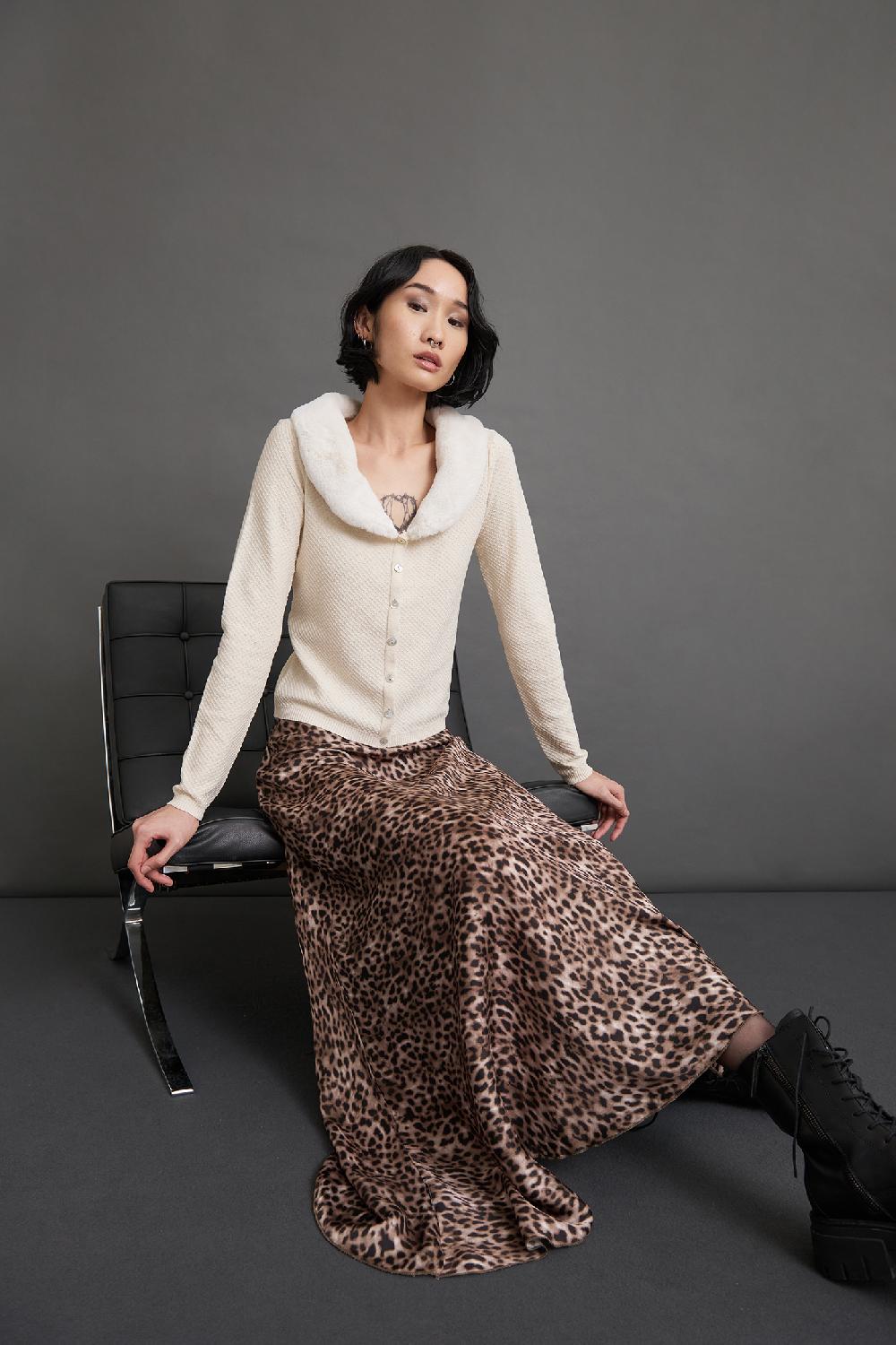 Soallure GONNA LUNGA FANTASIA LEOPARDATA IN RASO