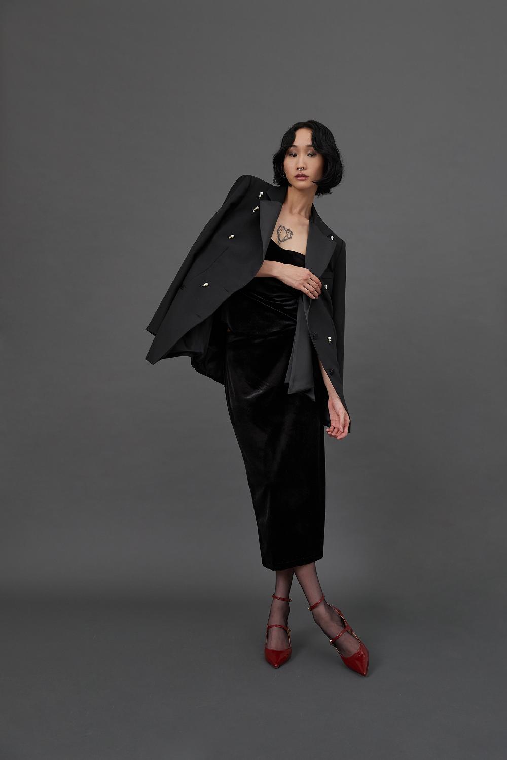 Soallure GONNA MIDI A TUBINO IN VELLUTO