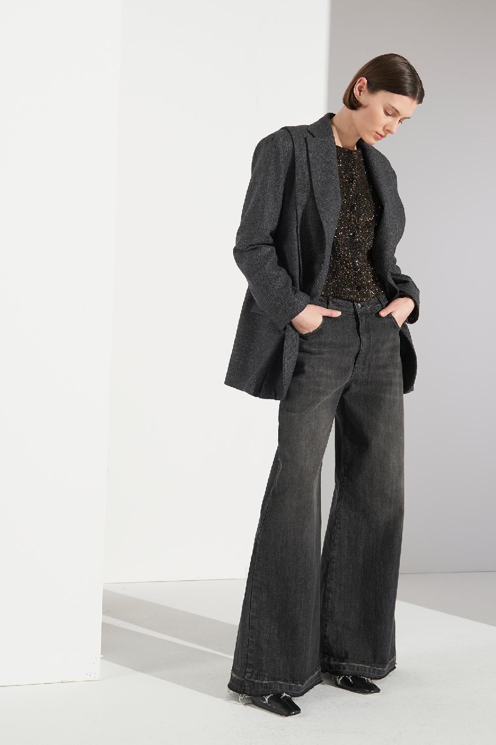 Soallure JEANS A PALAZZO CON ORLO SFRANGIATO