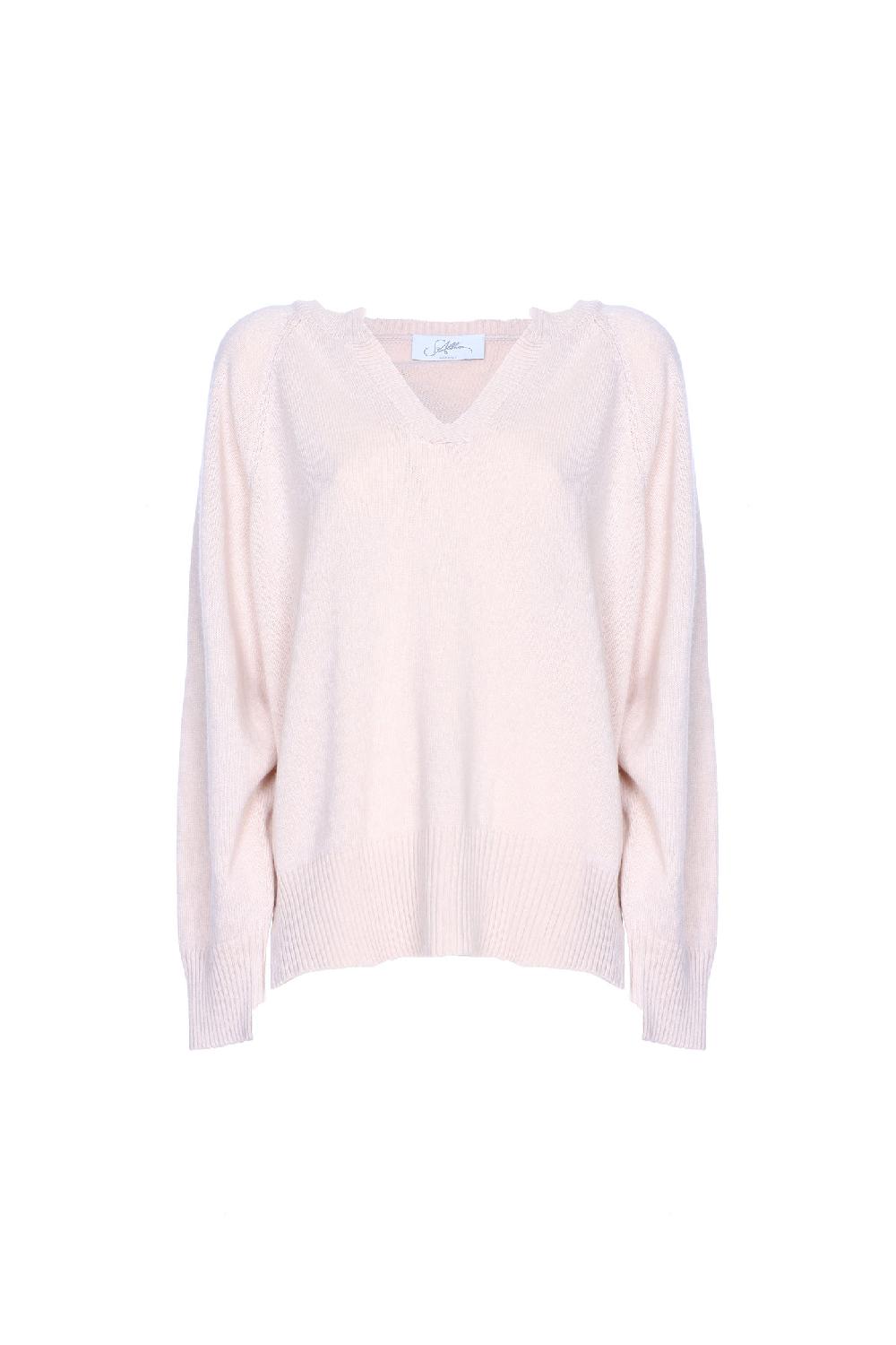 Soallure MAGLIA BOXY COLLO A V IN MISTO CASHMERE