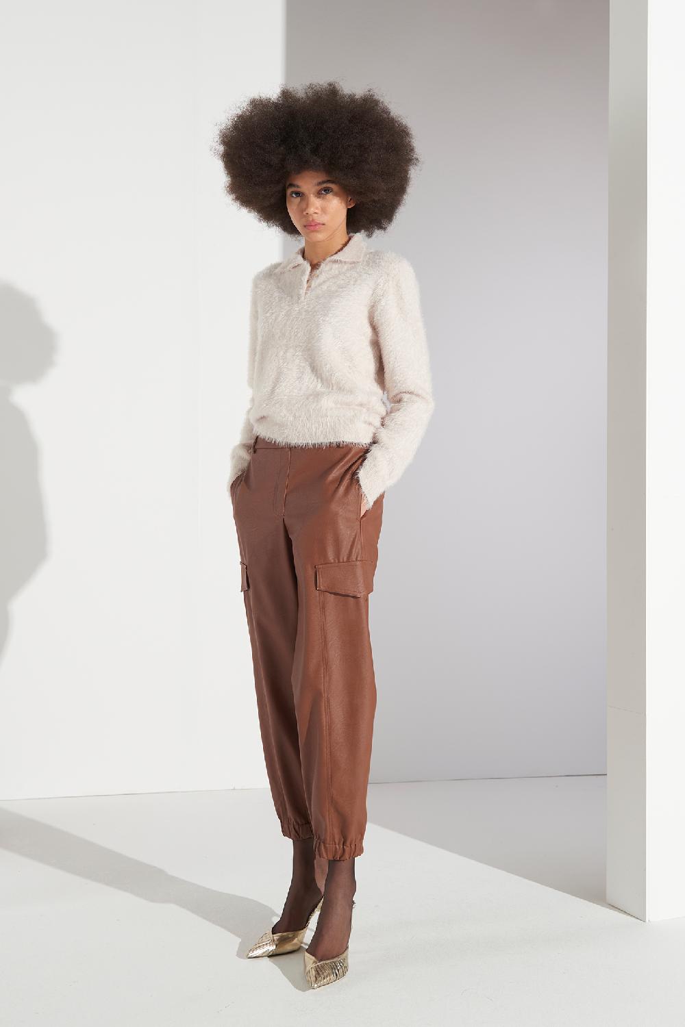 Soallure MAGLIA POLO MANICHE LUNGHE ORSETTO