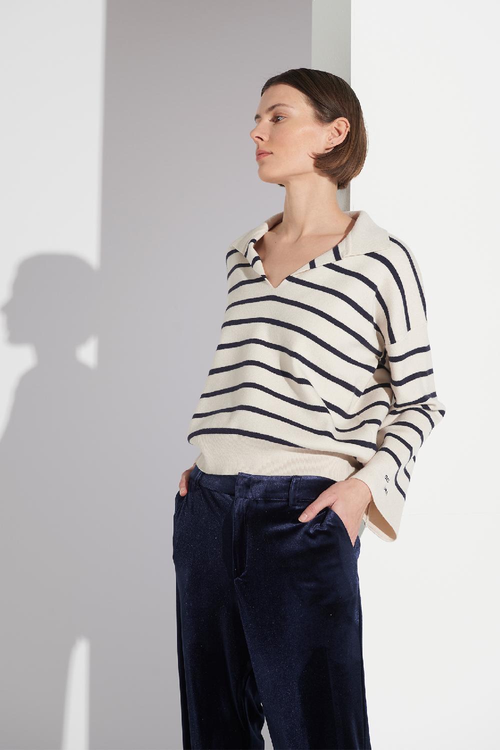 Soallure MAGLIA POLO OVER A RIGHE