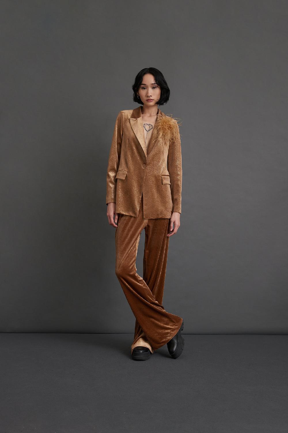 Soallure PANTALONE FLARE IN VELLUTO SPARKLE