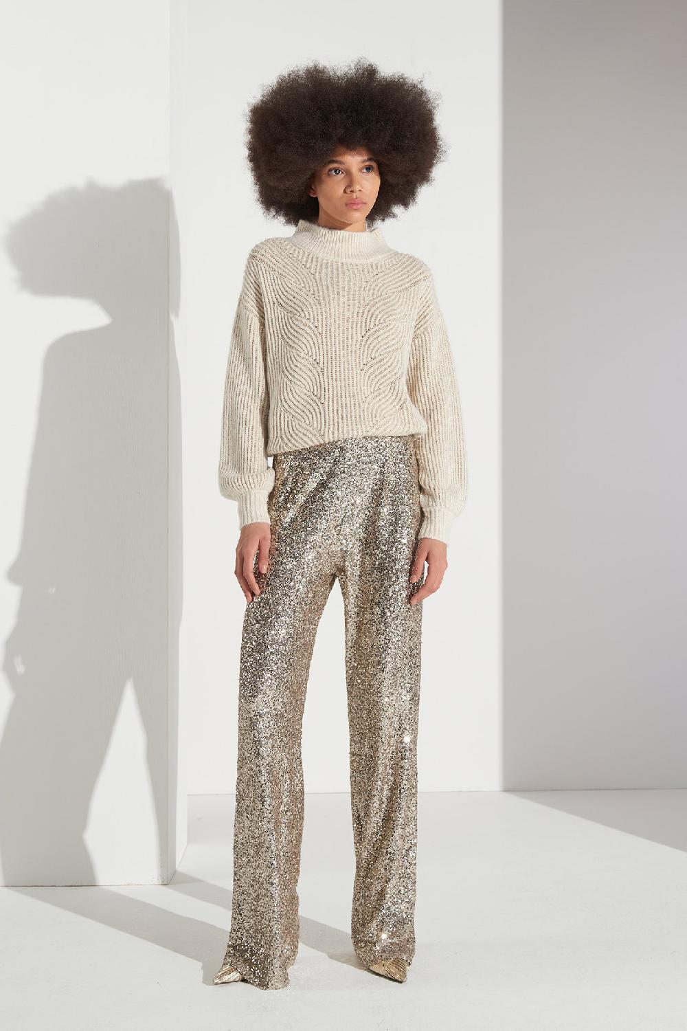 Soallure PANTALONE PALAZZO PAILLETTES