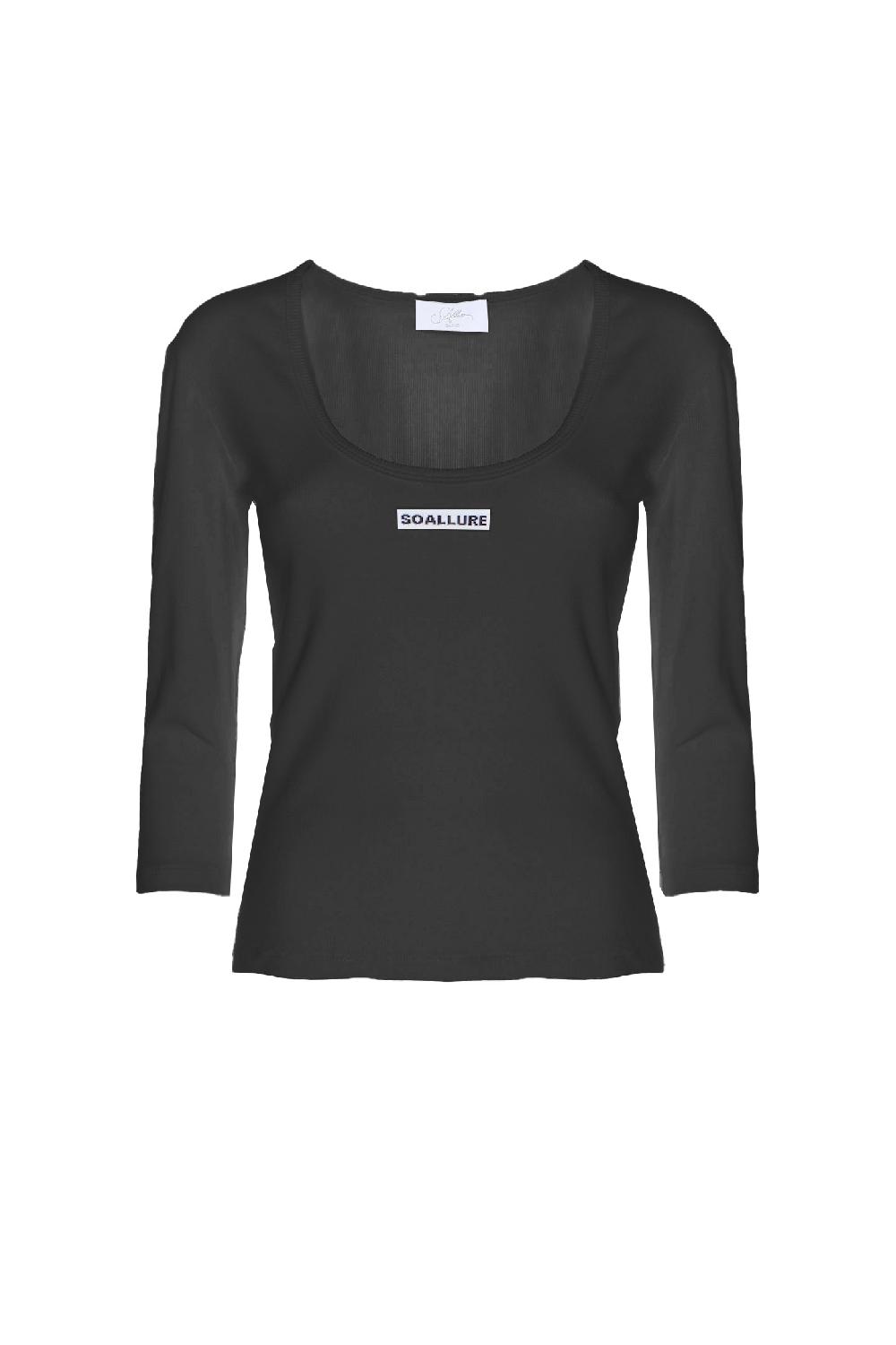 Soallure T-SHIRT BASIC MANICHE LUNGHE A COSTINE IN JERSEY