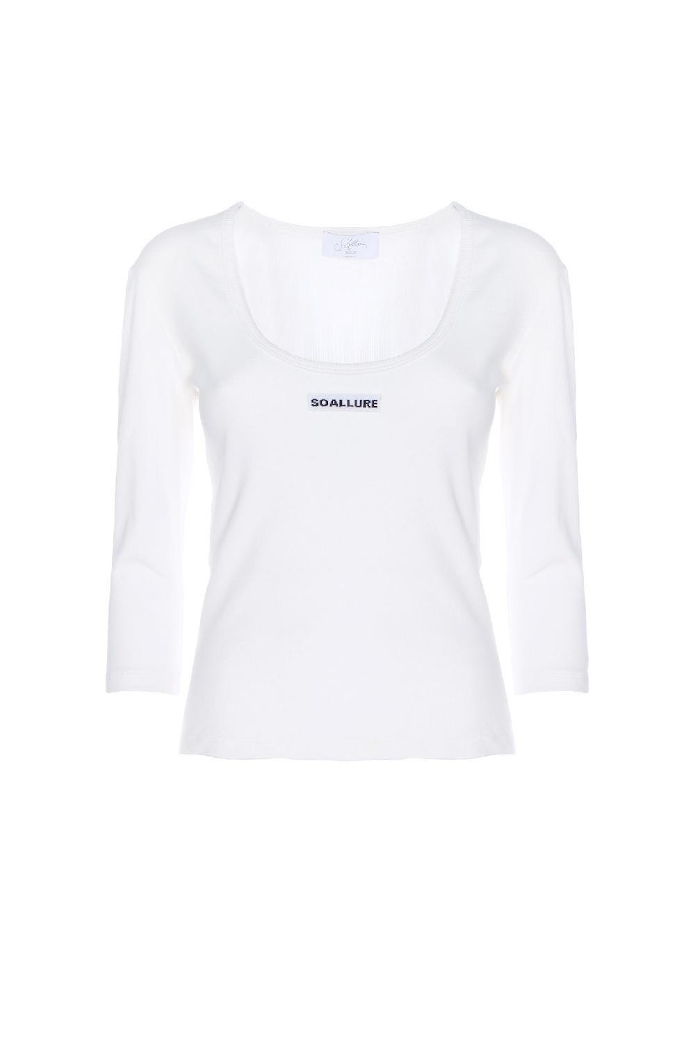 Soallure T-SHIRT BASIC MANICHE LUNGHE A COSTINE IN JERSEY