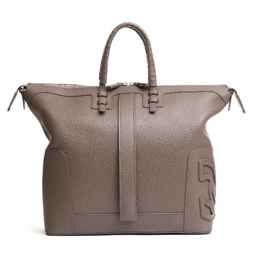 Sorelle Perego Borsa Doppio Manico In Pelle Martellata Caribou