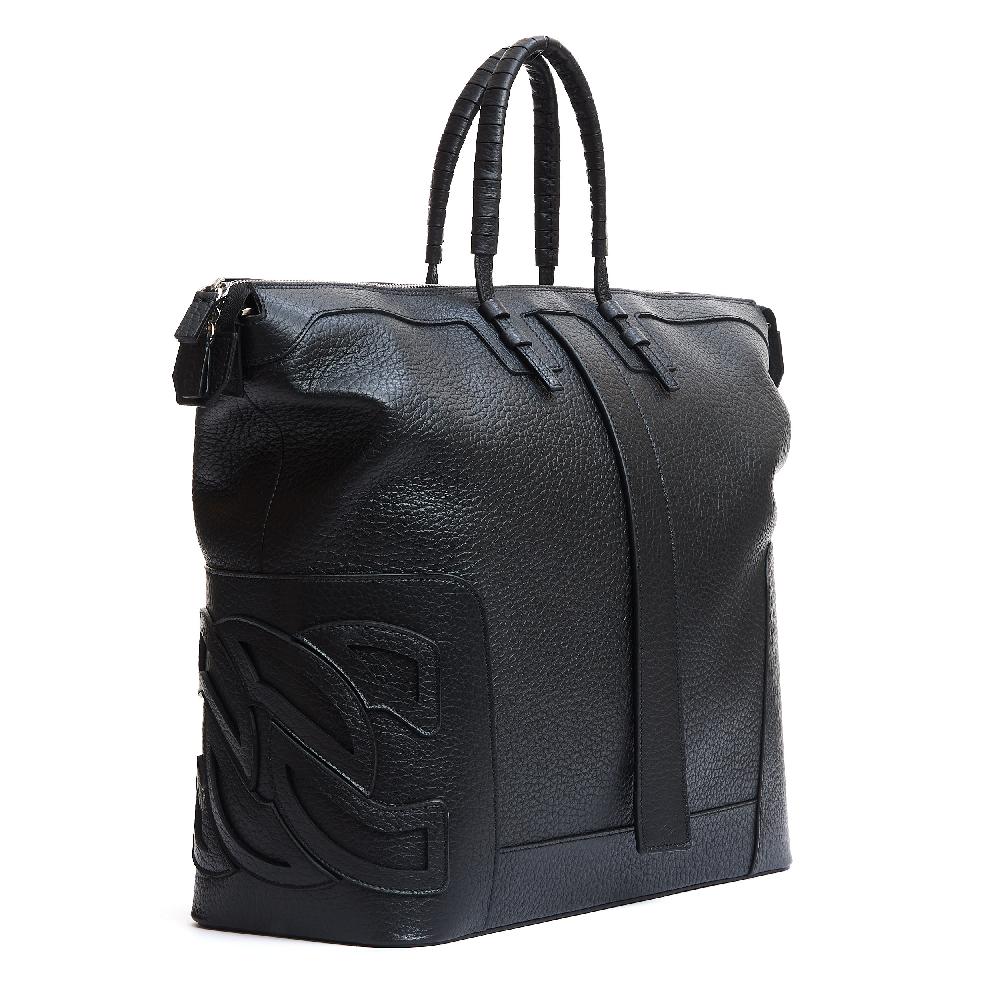 Sorelle Perego Borsa Doppio Manico In Pelle Martellata Nera