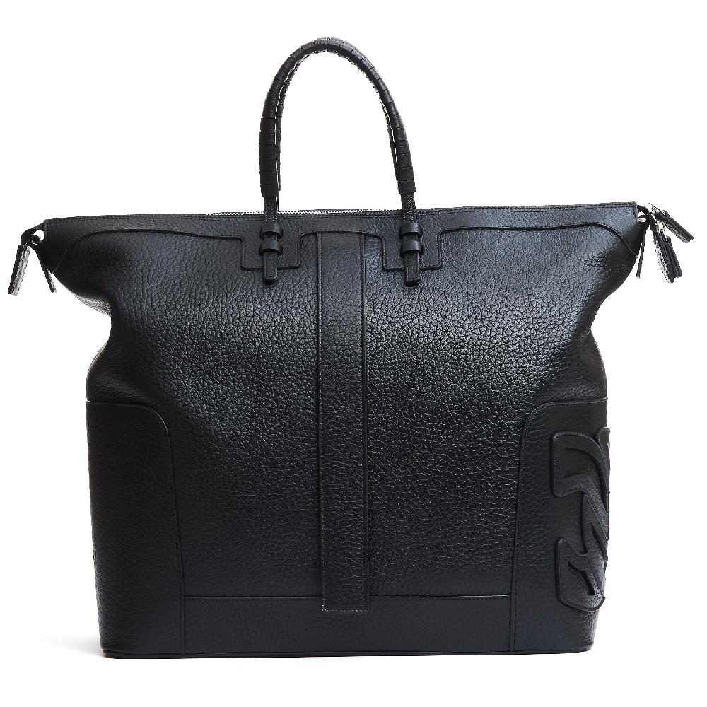 Sorelle Perego Borsa Doppio Manico In Pelle Martellata Nera