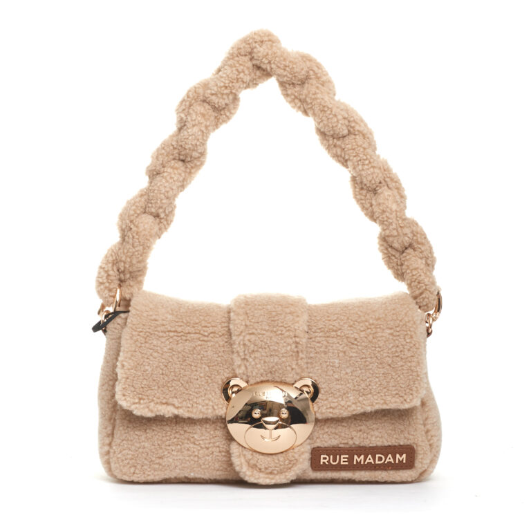 Sorelle Perego borsa teddy beige con orsetto metallo