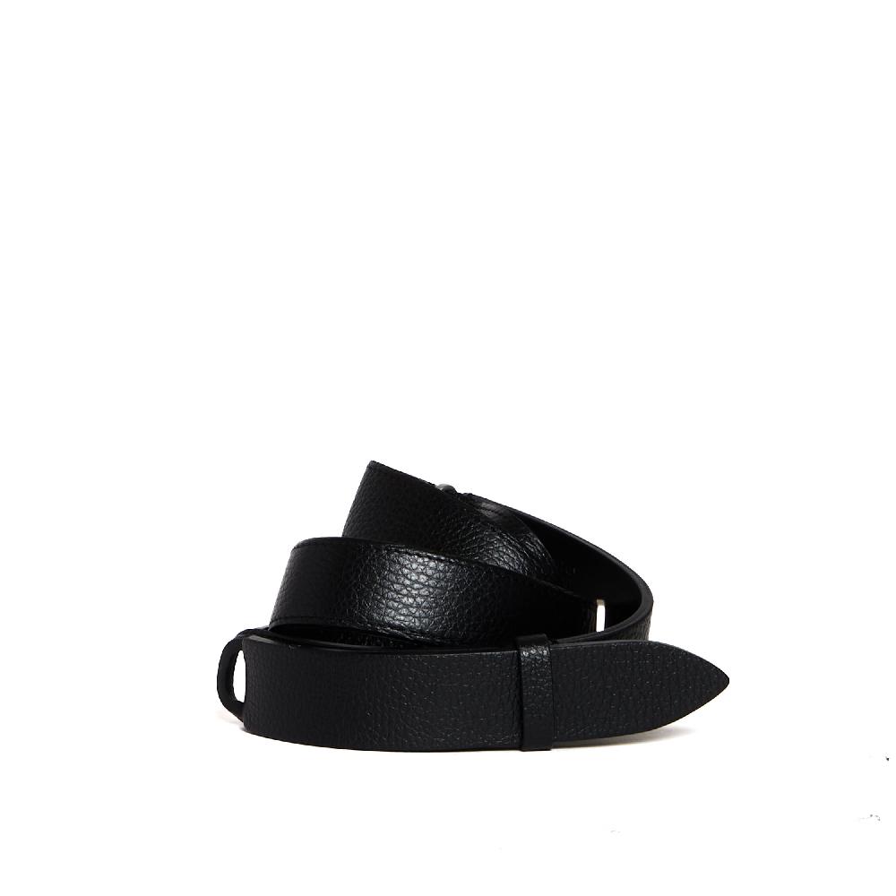 Sorelle Perego cintura nobuckle in pelle martellata nera