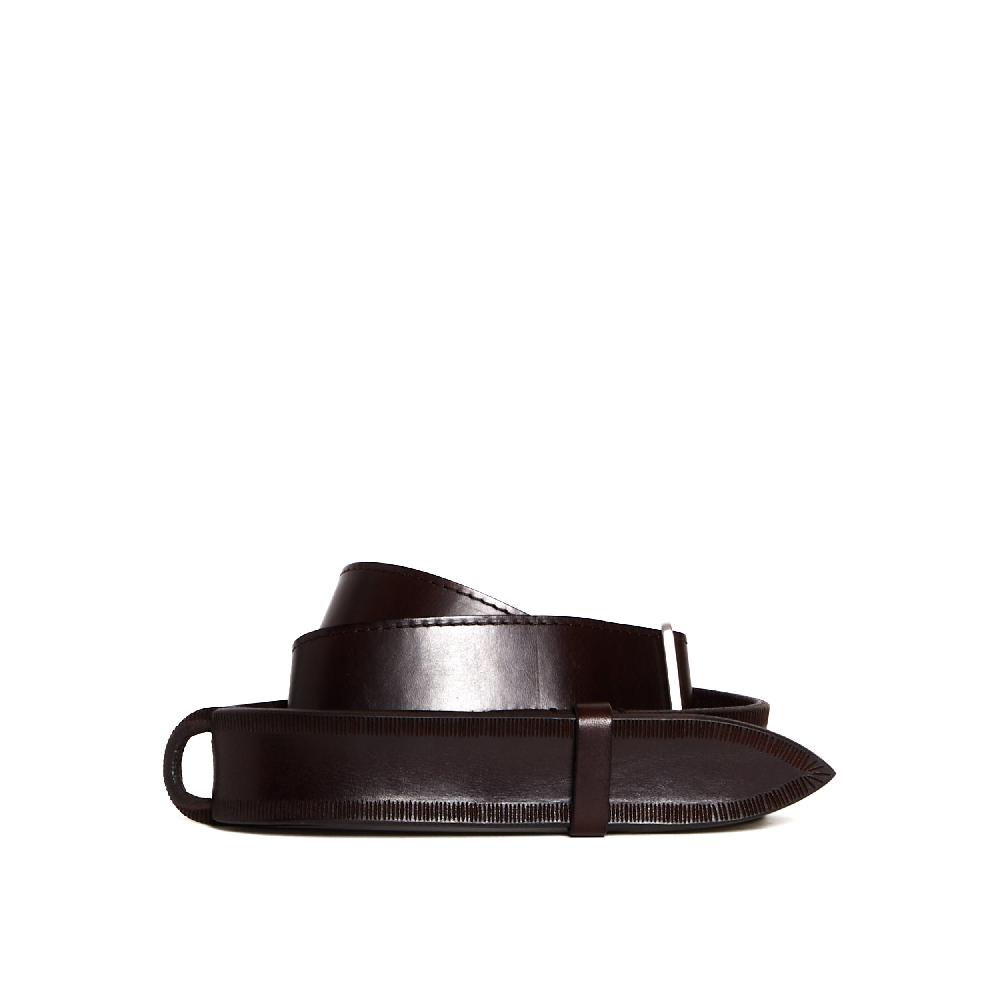 Sorelle Perego cintura nobuckle pelle bull marrone lavorata