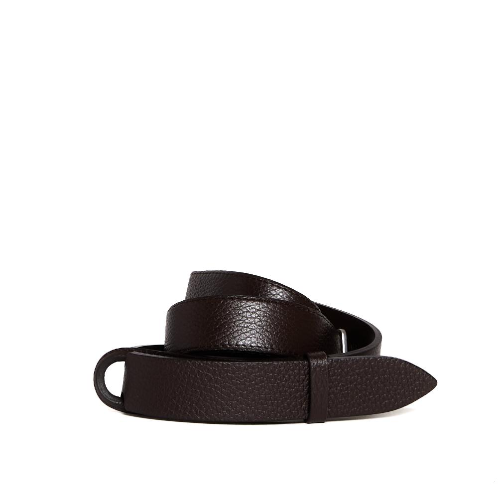 Sorelle Perego Cintura Nobuckle Pelle Martellata Testa Di Moro