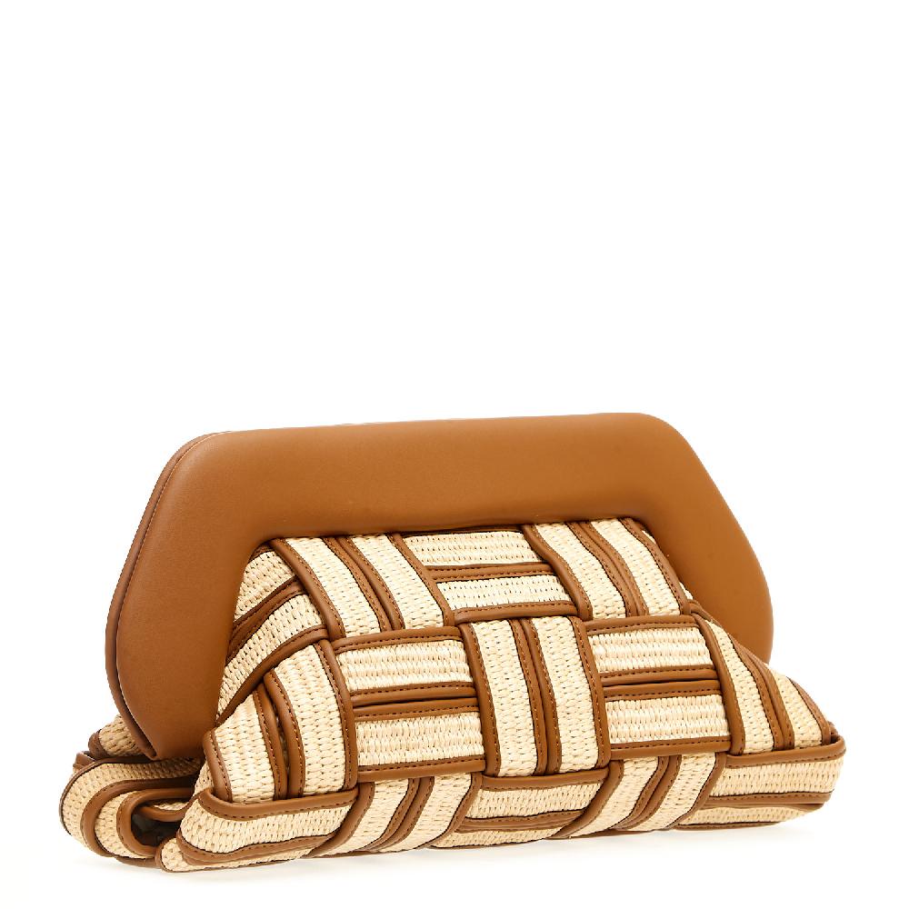 Sorelle Perego Clutch Grande Rafia Cuoio E Caramello