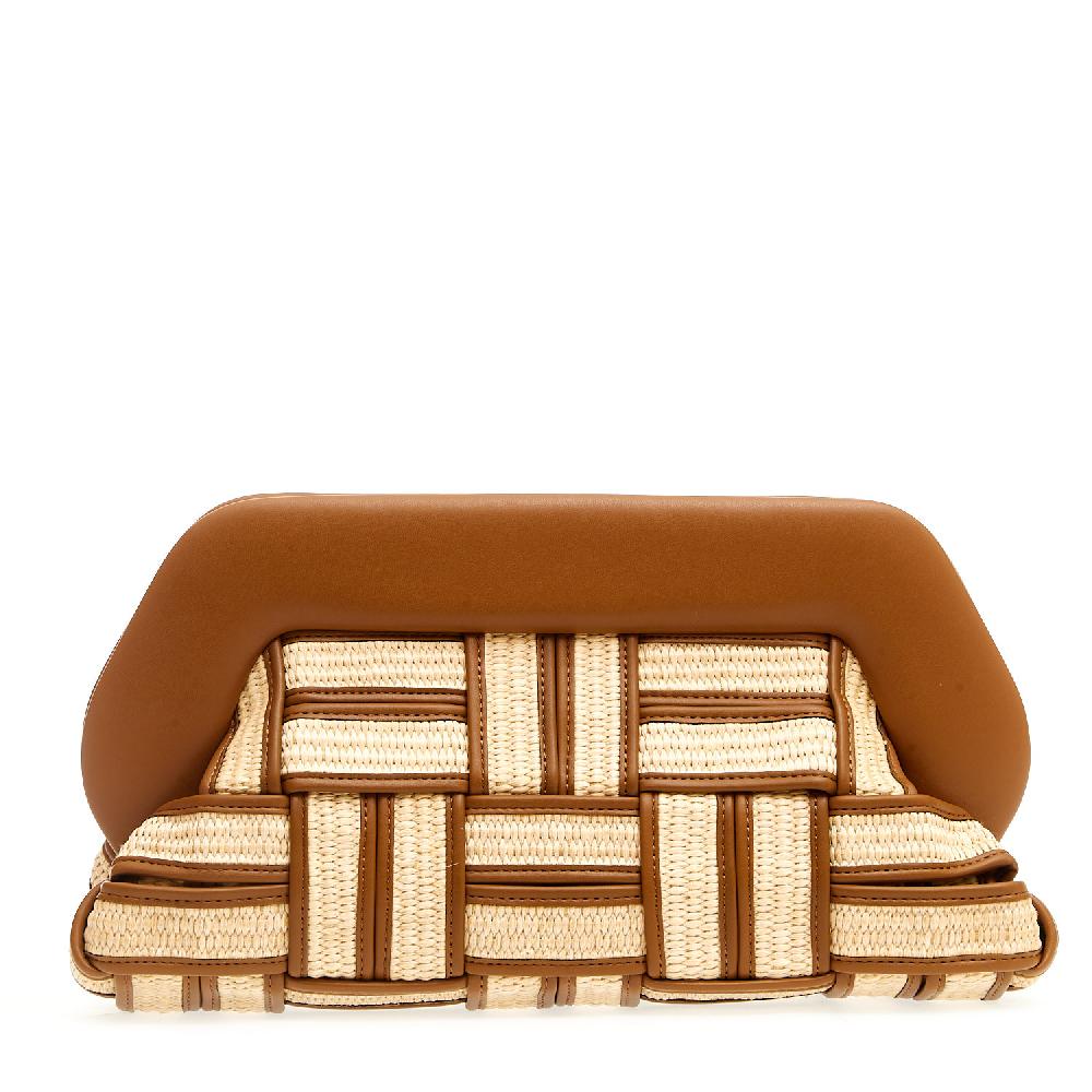 Sorelle Perego Clutch Grande Rafia Cuoio E Caramello