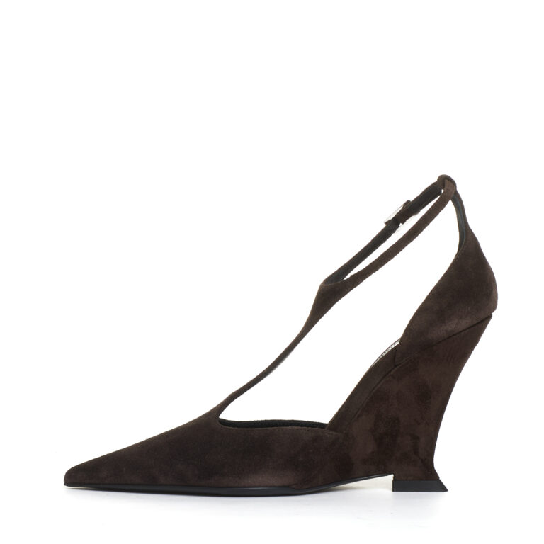 Sorelle Perego Decoltè Zeppa Camoscio Marrone Tacco 100 Mm