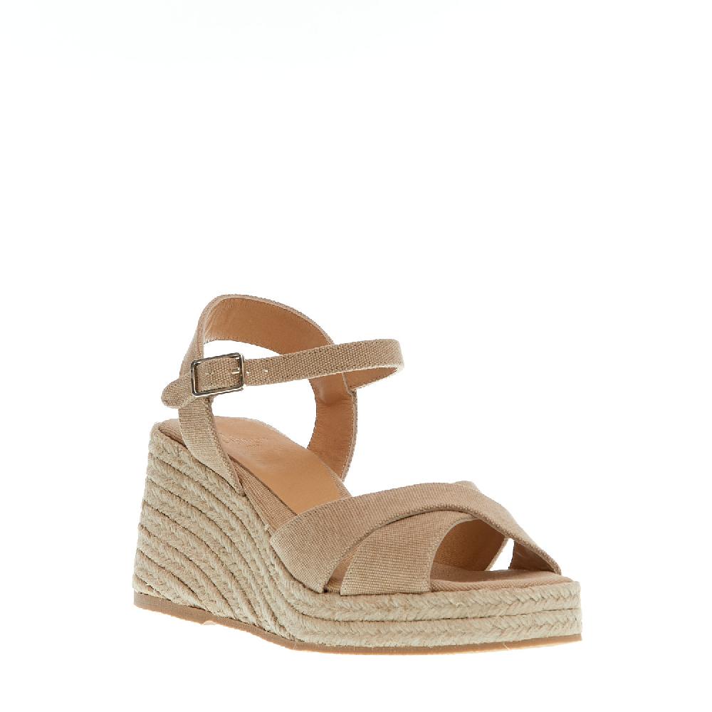 Sorelle Perego Espadrilla Zeppa 80 Mm Incrocio Tessuto Beige