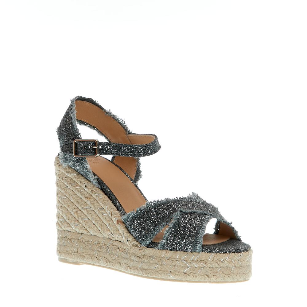 Sorelle Perego Espadrillas Zeppa 110 Mm Incrocio Tessuto Grigio