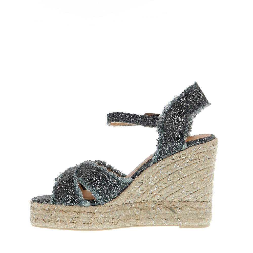 Sorelle Perego Espadrillas Zeppa 110 Mm Incrocio Tessuto Grigio
