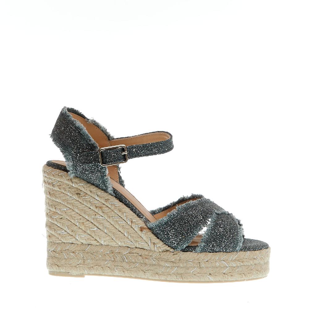 Sorelle Perego Espadrillas zeppa 110 mm incrocio tessuto grigio