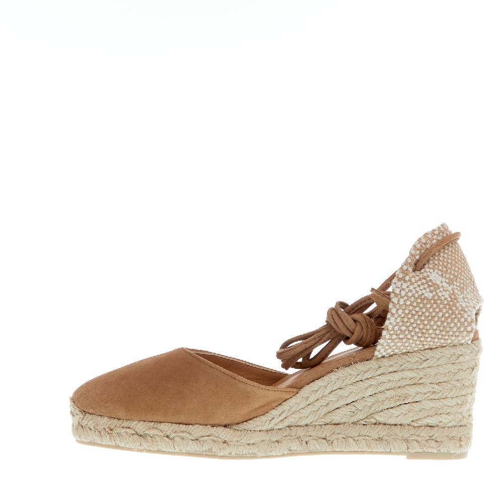 Sorelle Perego Espadrillas Zeppa 70 Mm Camoscio Beige
