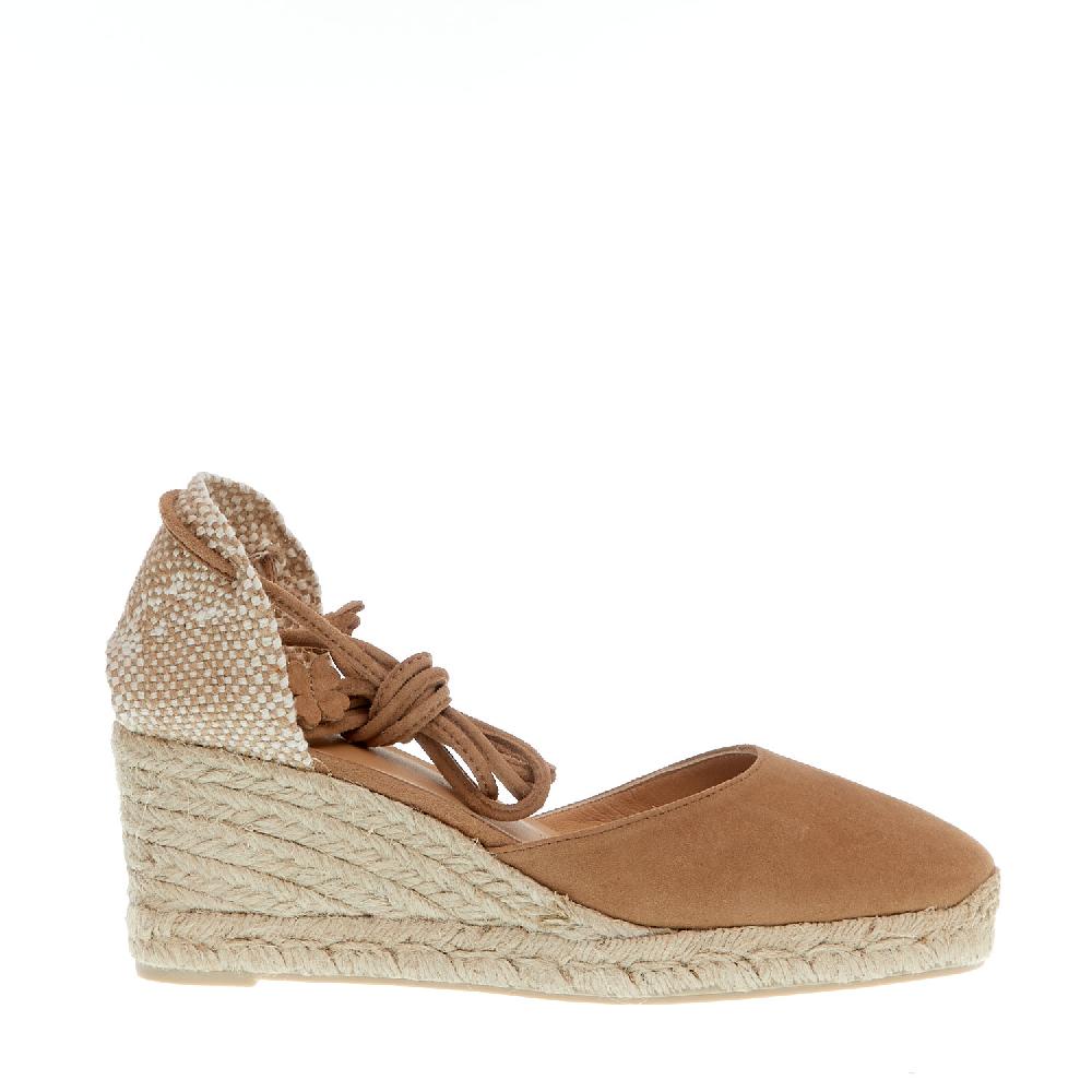 Sorelle Perego Espadrillas zeppa 70 mm camoscio beige
