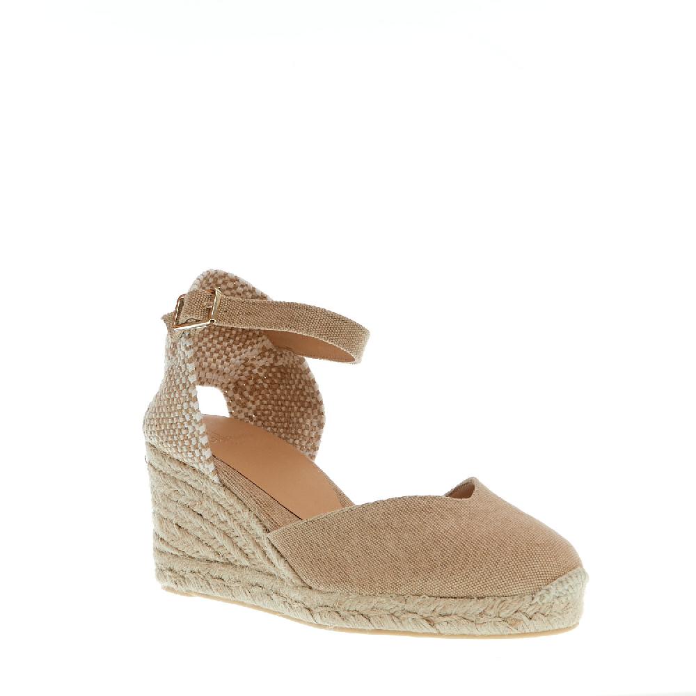 Sorelle Perego Espadrillas Zeppa 70 Mm Tessuto Beige