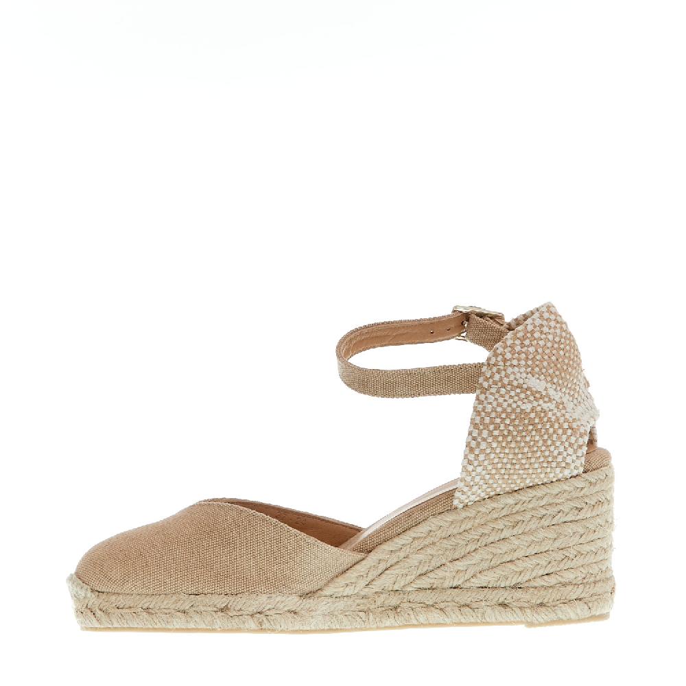 Sorelle Perego Espadrillas Zeppa 70 Mm Tessuto Beige