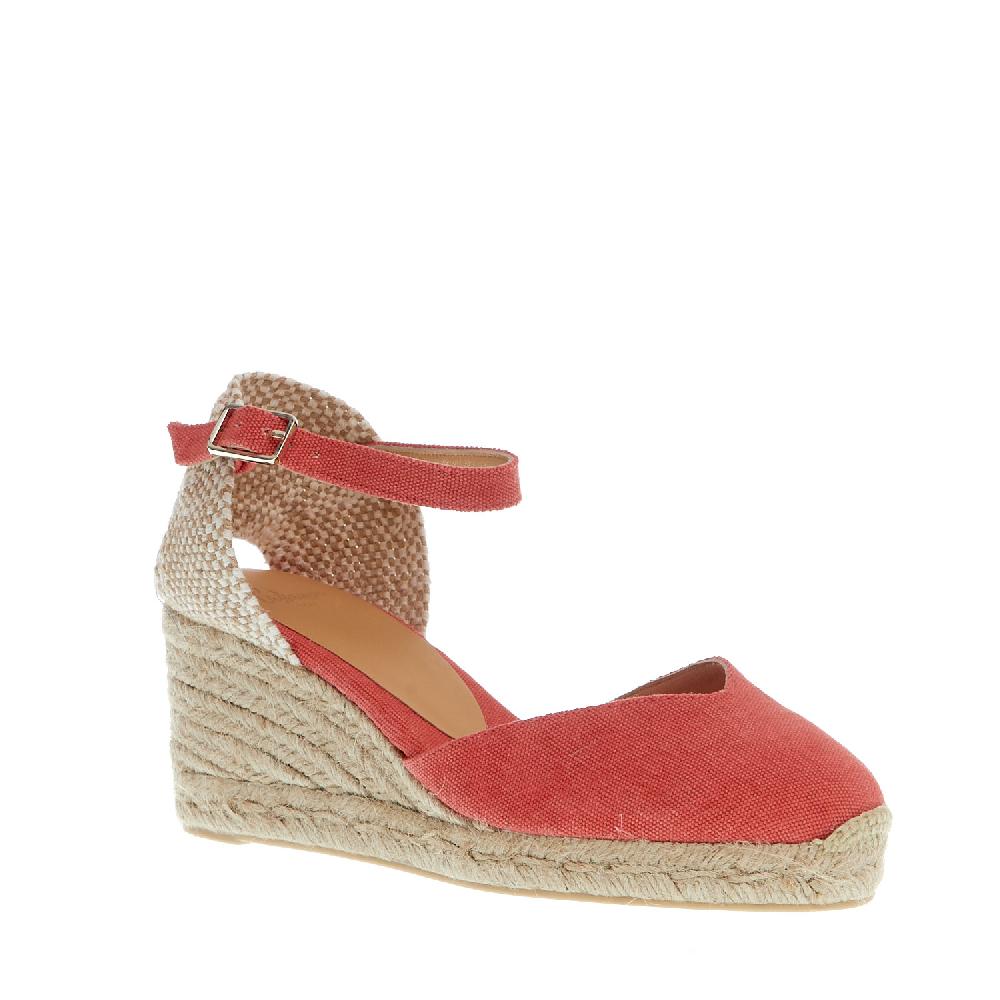 Sorelle Perego Espadrillas Zeppa 70 Mm Tessuto Fragola