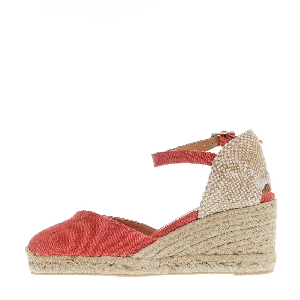 Sorelle Perego Espadrillas Zeppa 70 Mm Tessuto Fragola