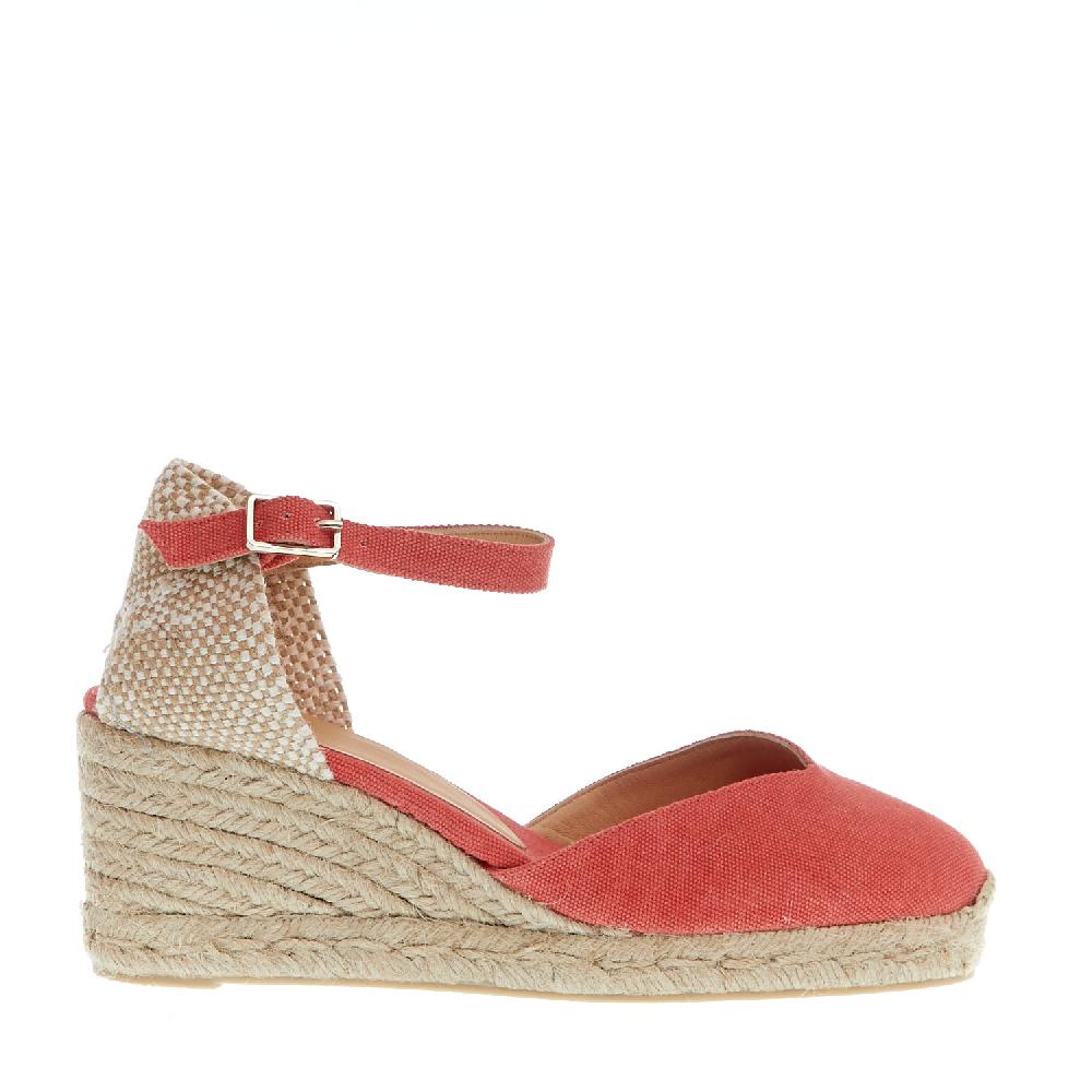 Sorelle Perego Espadrillas Zeppa 70 Mm Tessuto Fragola