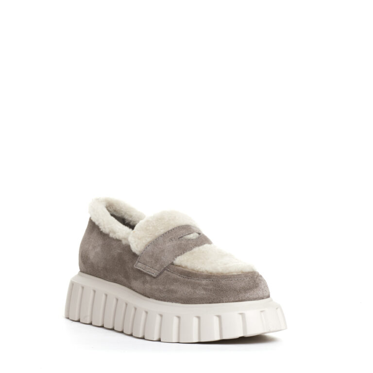 Sorelle Perego Mocassino Camoscio Taupe E Ecomontone