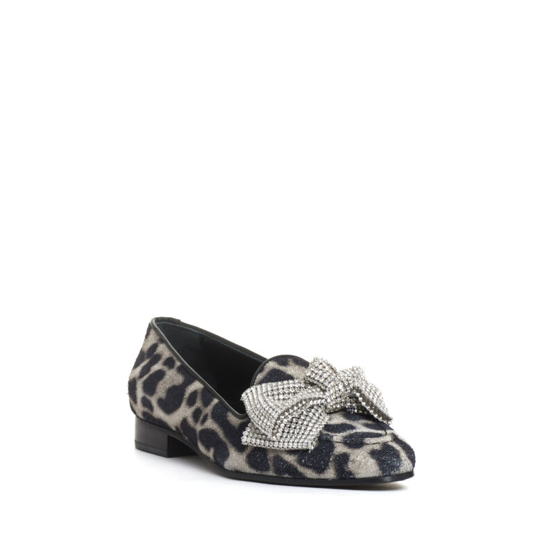Sorelle Perego Mocassino Fiocco Strass E Stampa Leopardo