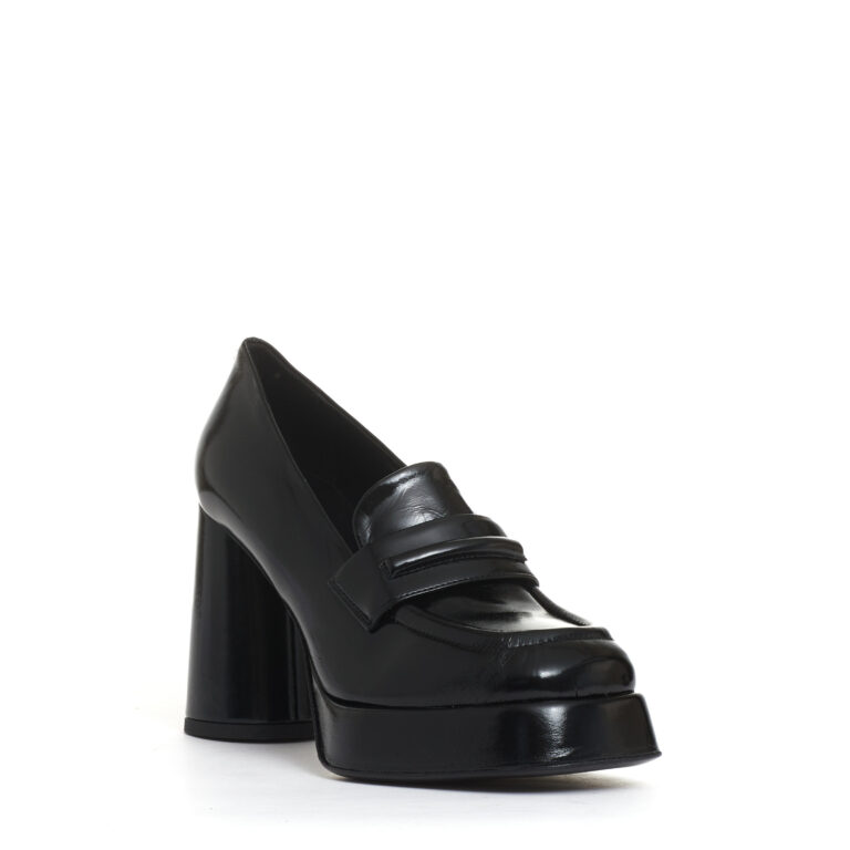 Sorelle Perego Mocassino Vernice Nero Platò Tacco 90 Mm