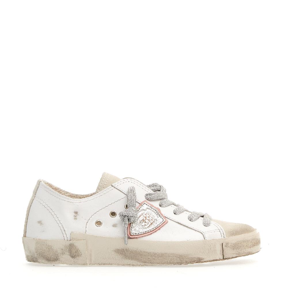 Sorelle Perego Paris sfoderata bianca stringhe argento