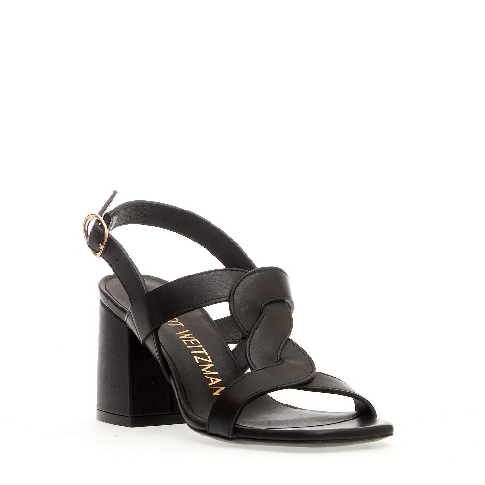 Sorelle Perego Sandalo Pelle Nero Treccia Tacco 75 Mm