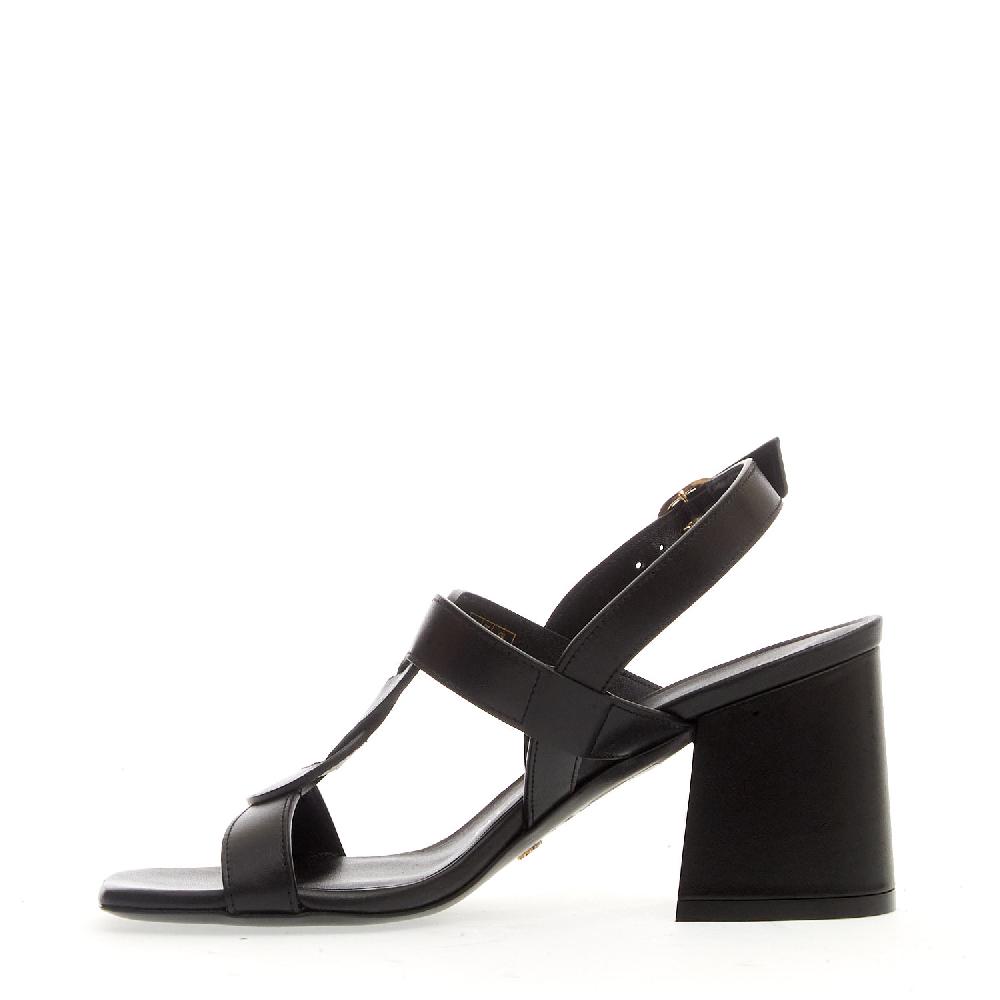 Sorelle Perego Sandalo Pelle Nero Treccia Tacco 75 Mm