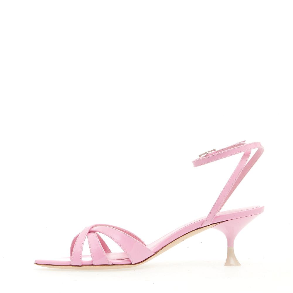 Sorelle Perego Sandalo Vernice Rosa Cinturino Tacco 50 Mm