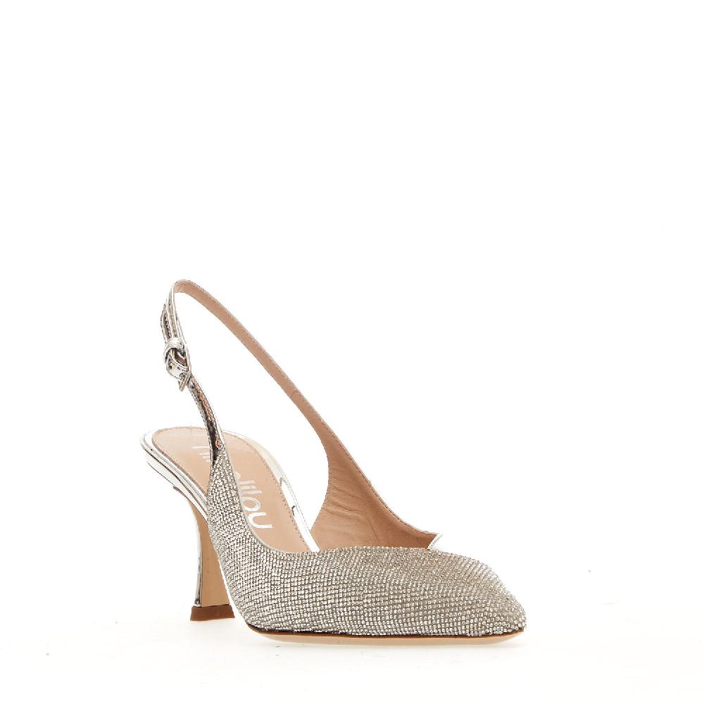 Sorelle Perego Slingback Argento E Strass Tacco 75 Mm