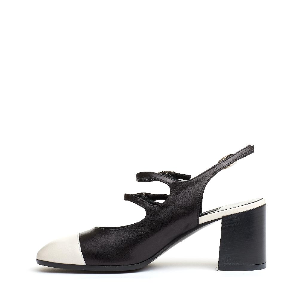 Sorelle Perego Slingback Cinturini Nero E Panna Tacco 80 Mm