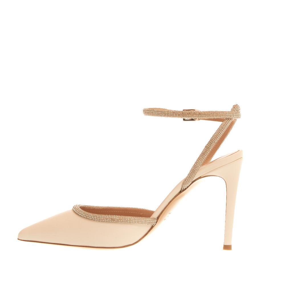Sorelle Perego Slingback Nappa Avorio Strass Tacco 90 Mm