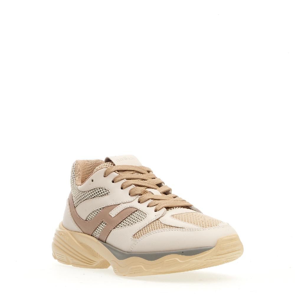 Sorelle Perego Sneakers H665 In Pelle Bianca Rete Grigio