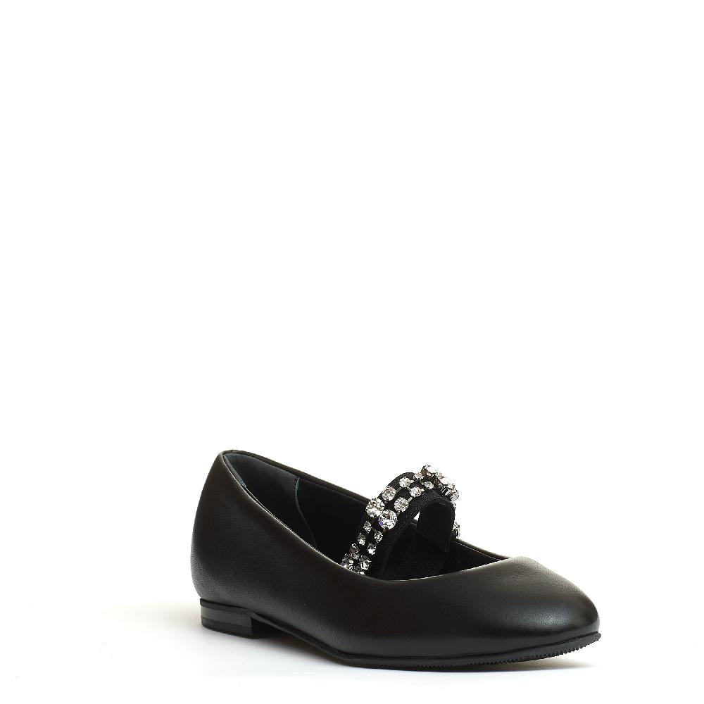 Sorelle Perego Ballerina Nera Cinturino Strass